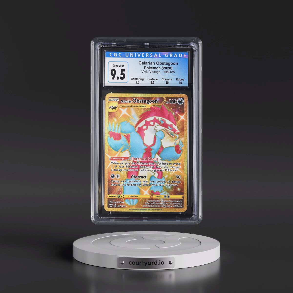 2020 Vivid Voltage #198/185 Galarian Obstagoon - Secret Rare Holo (CGC 10 GEM MINT)