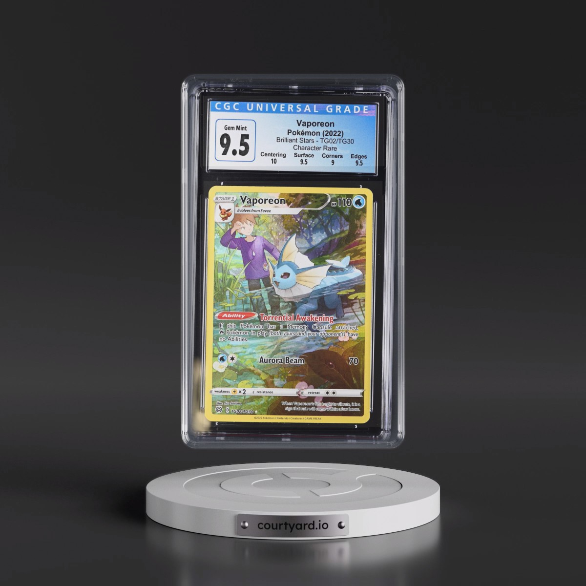 2022 Brilliant Stars #TG02/TG30 Vaporeon - Trainer Gallery Holo (CGC 10 GEM MINT)