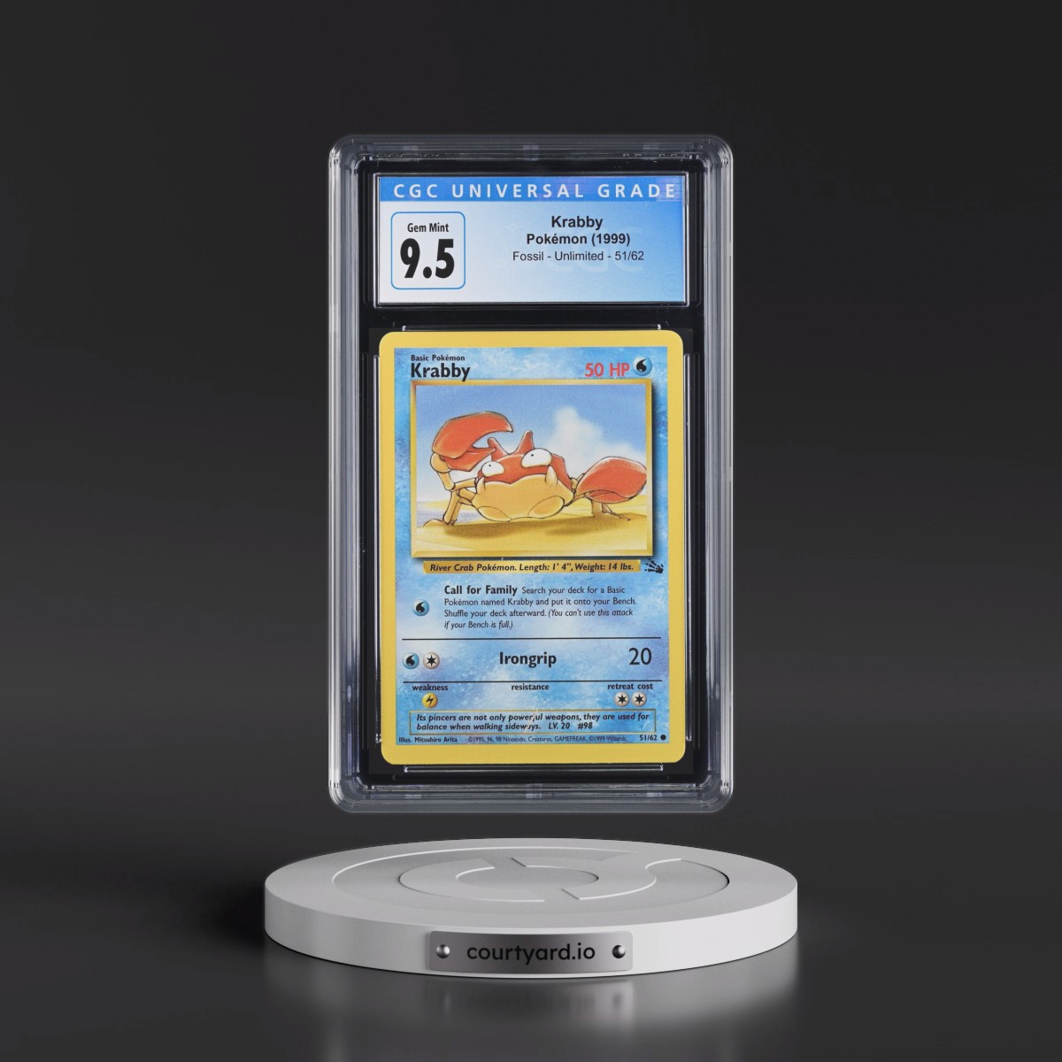 1999 Fossil #51/62 Krabby (CGC 10 GEM MINT)