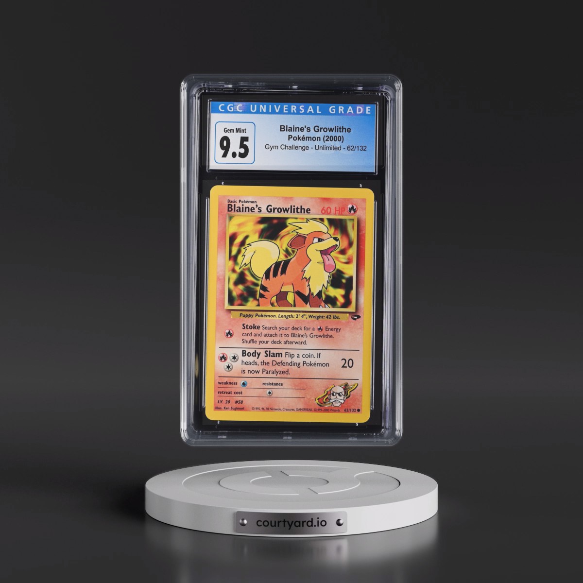 2000 Gym Challenge #62/132 Blaine's Growlithe (HP60) (CGC 10 GEM MINT)