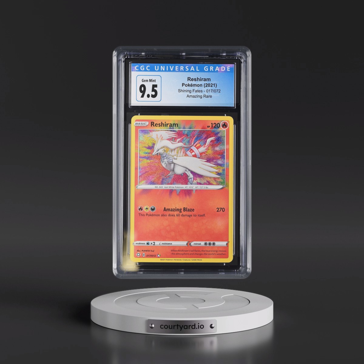 2021 Shining Fates #017/072 Reshiram - Amazing Rare Holo (CGC 10 GEM MINT)