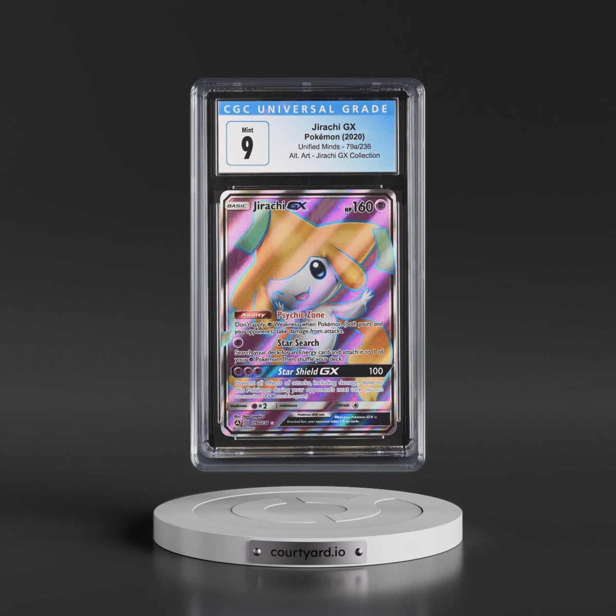 2019 Unified Minds #79a/236 Jirachi GX - Holo Jirachi GX Collection (CGC 9 MINT)