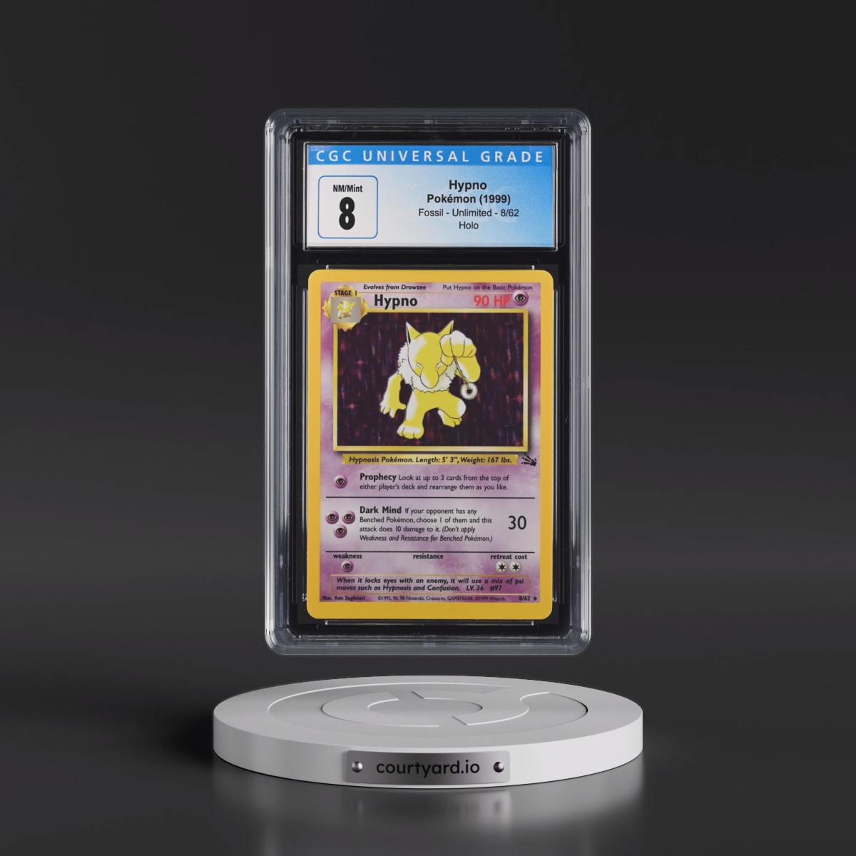 1999 Fossil Hypno - Galaxy Star Holo #8/62 CGC 8