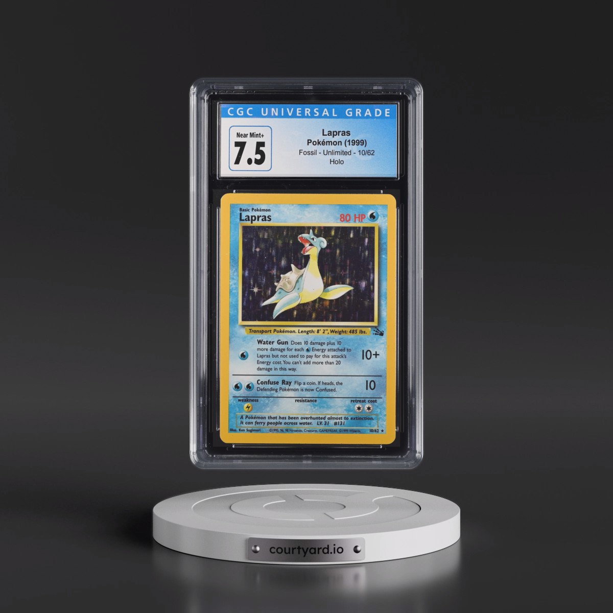 1999 Fossil #10/62 Lapras - Galaxy Star Holo (CGC 7.5 NM+)