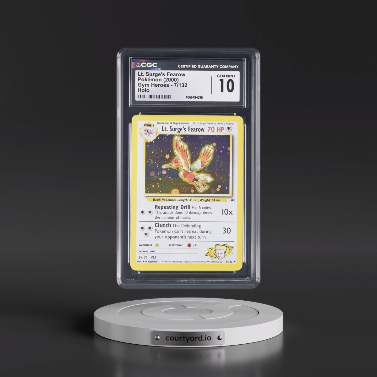 2000 Gym Heroes #7/132 Lt. Surge's Fearow - Holo (CGC 10 GEM MINT)