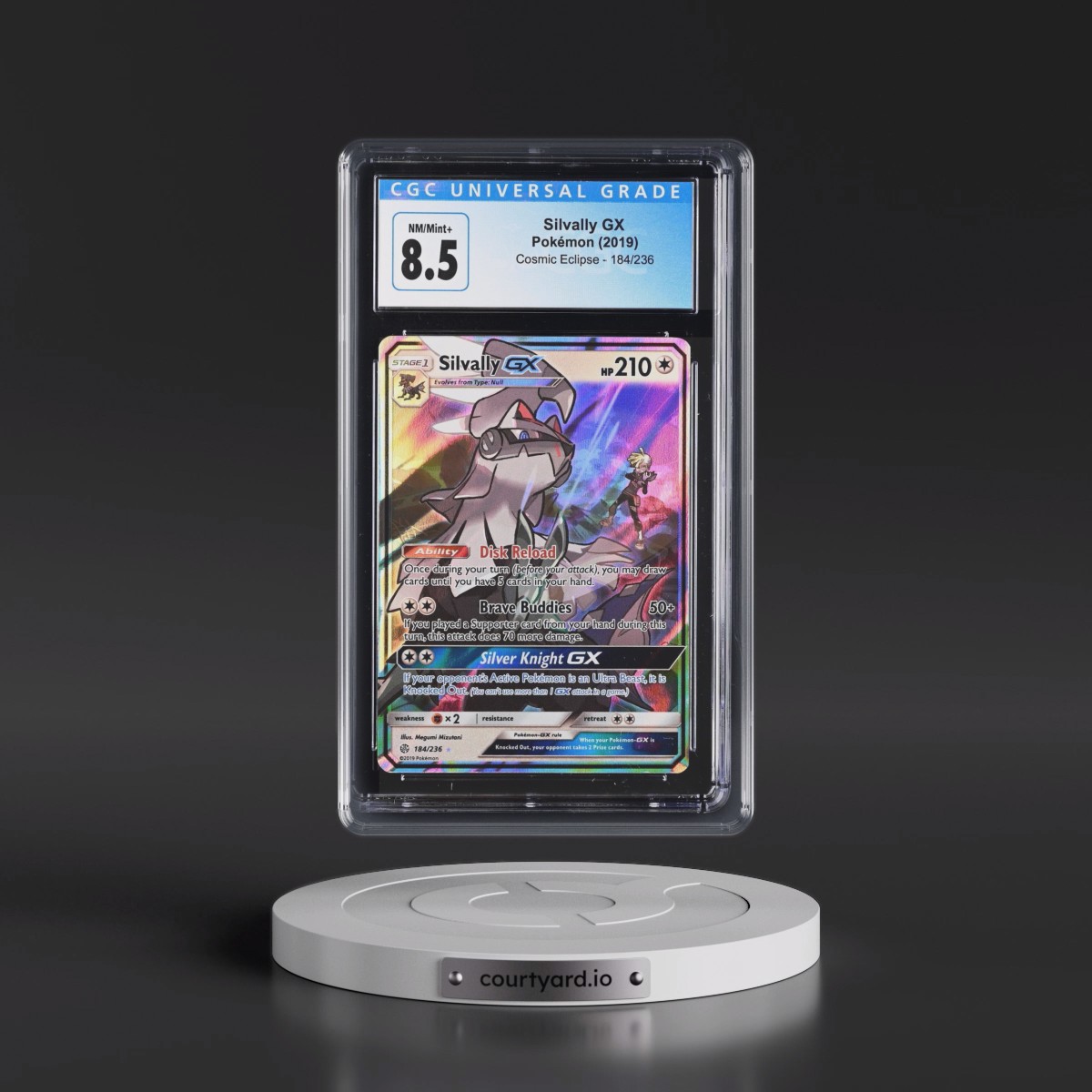 2019 Cosmic Eclipse #184/236 Silvally GX - Holo (CGC 8.5 NM-MT+)
