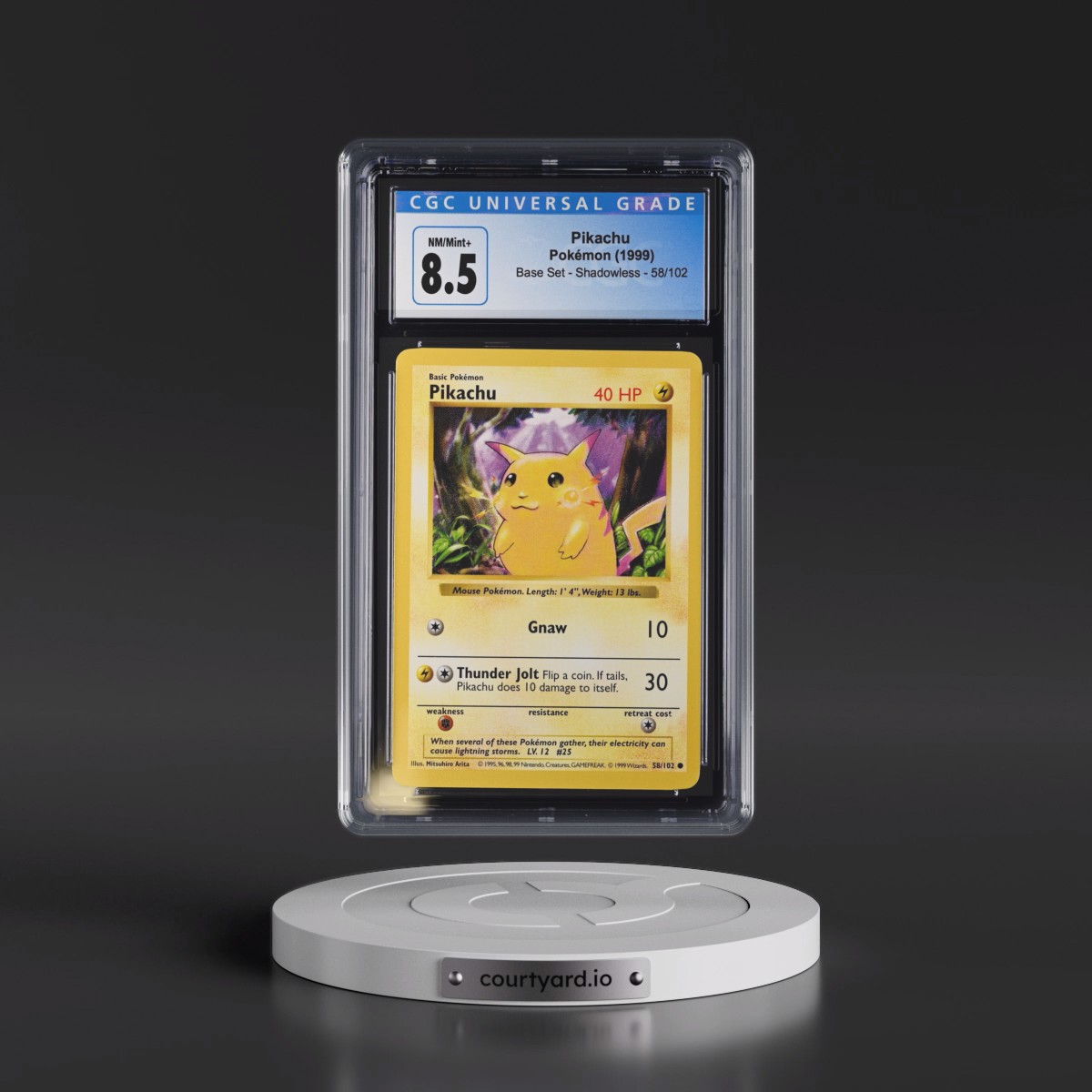 1999 Base Set #58/102 Pikachu - Shadowless Shadowless (CGC 8.5 NM-MT+)