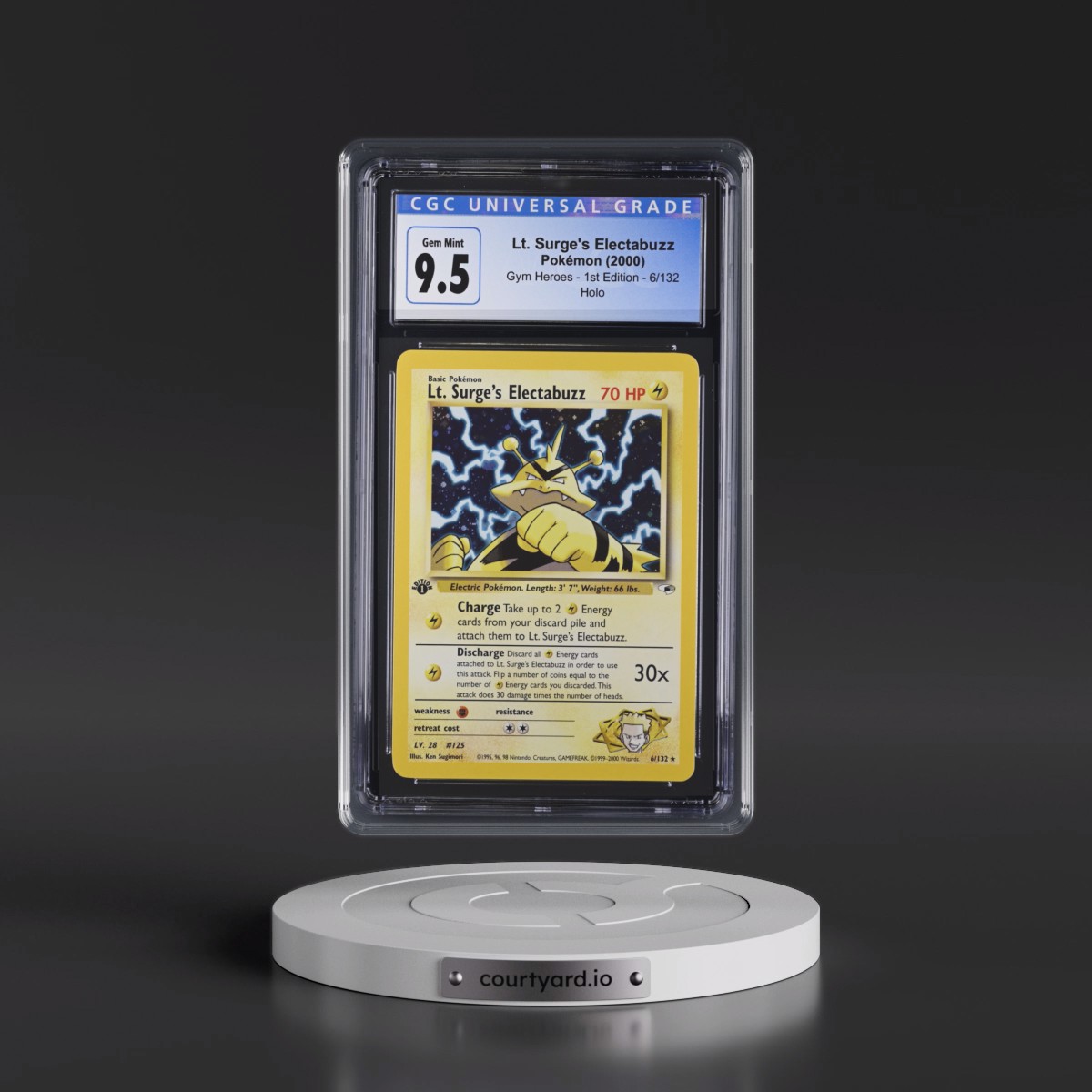 2000 Gym Heroes #6/132 Lt. Surge's Electabuzz - 1st Edition Holo (CGC 10 GEM MINT)