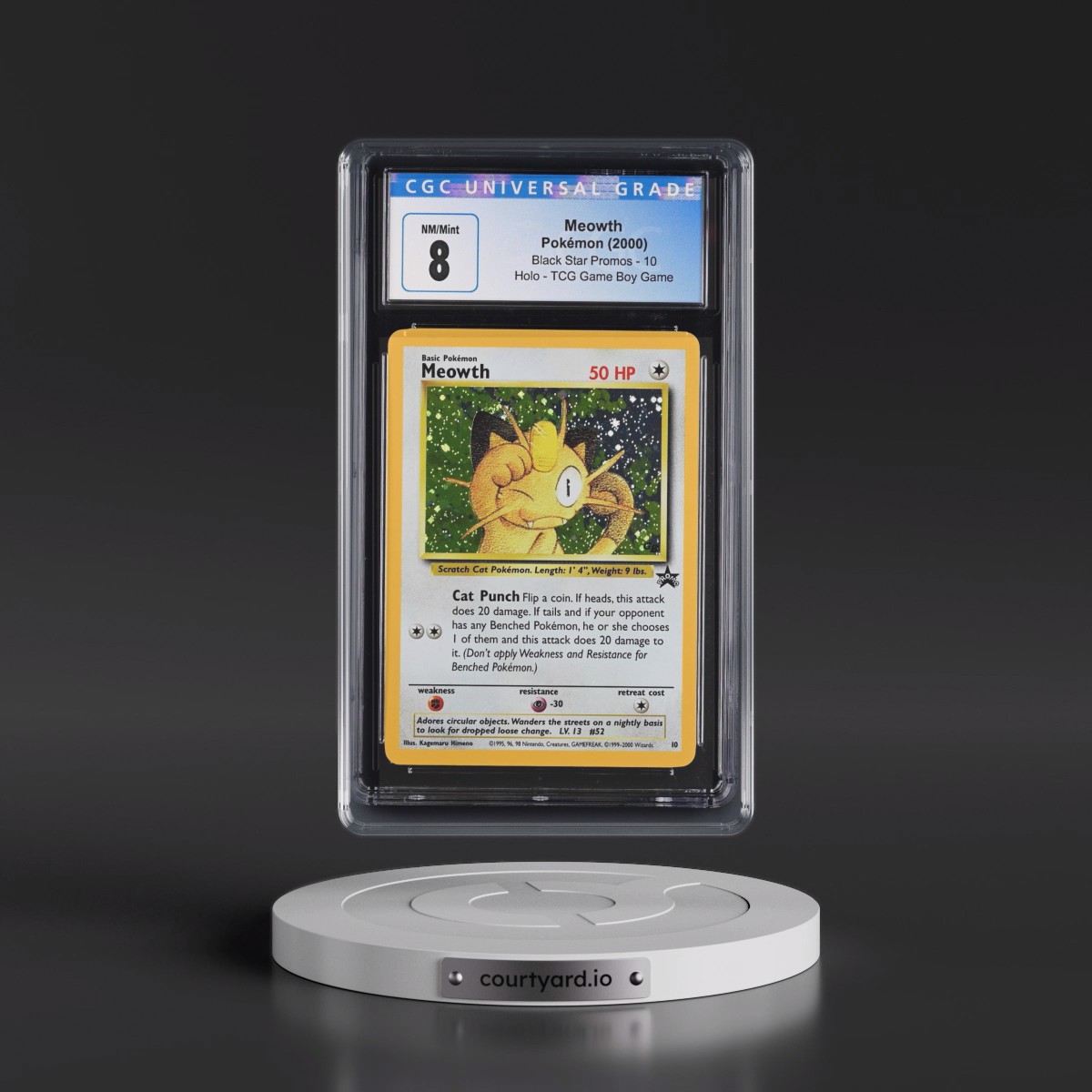 1999 Black Star Promos #10 Meowth - TCG Game Boy Game (Holo) (CGC 8 NM-MT)