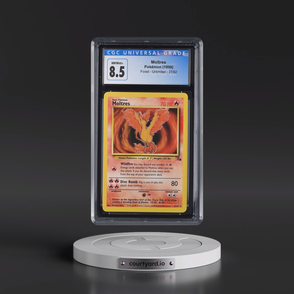 1999 Fossil #27/62 Moltres (CGC 8.5 NM-MT+)