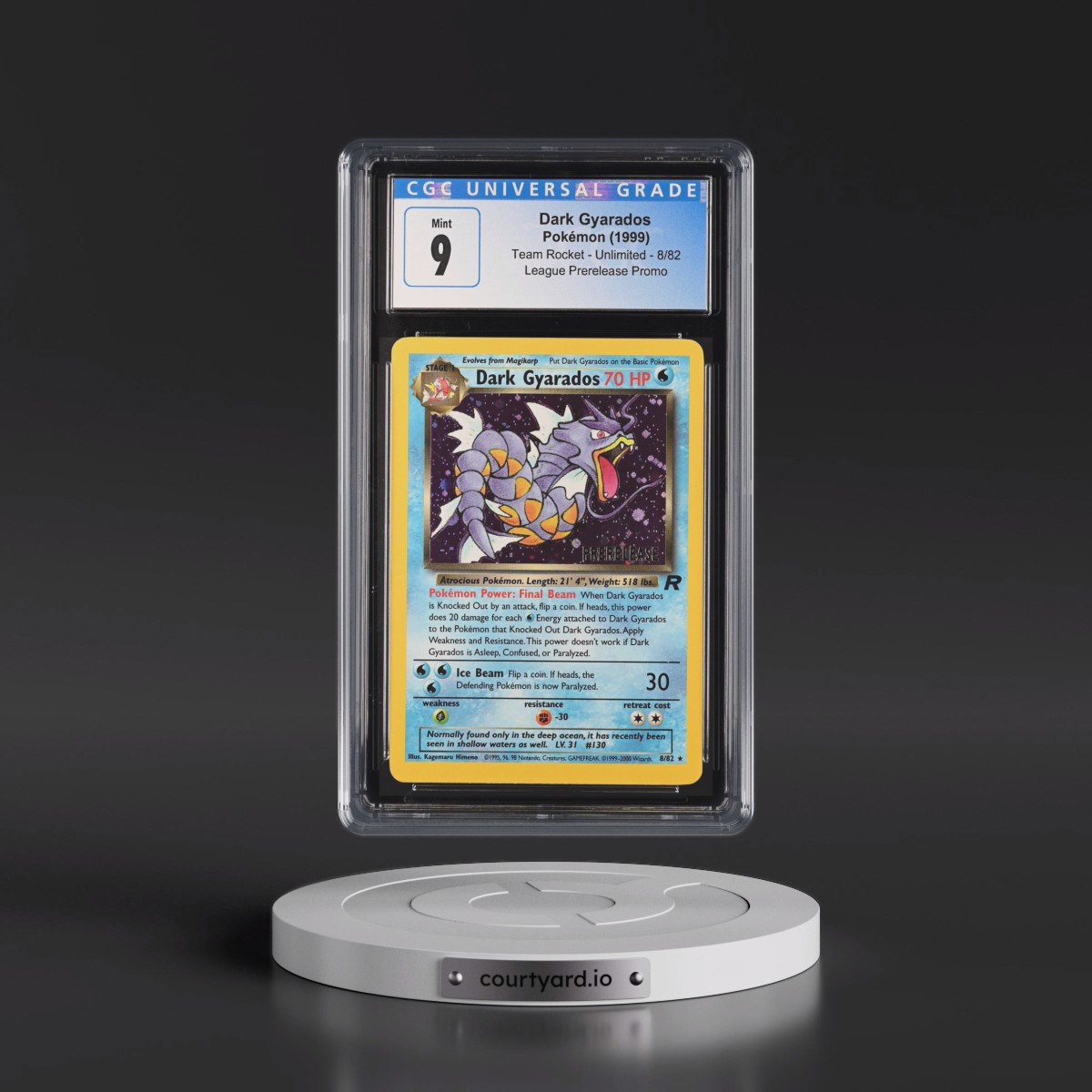 1999 Team Rocket #8/82 Dark Gyarados - League Prerelease Promo (Holo) (CGC 9 MINT)