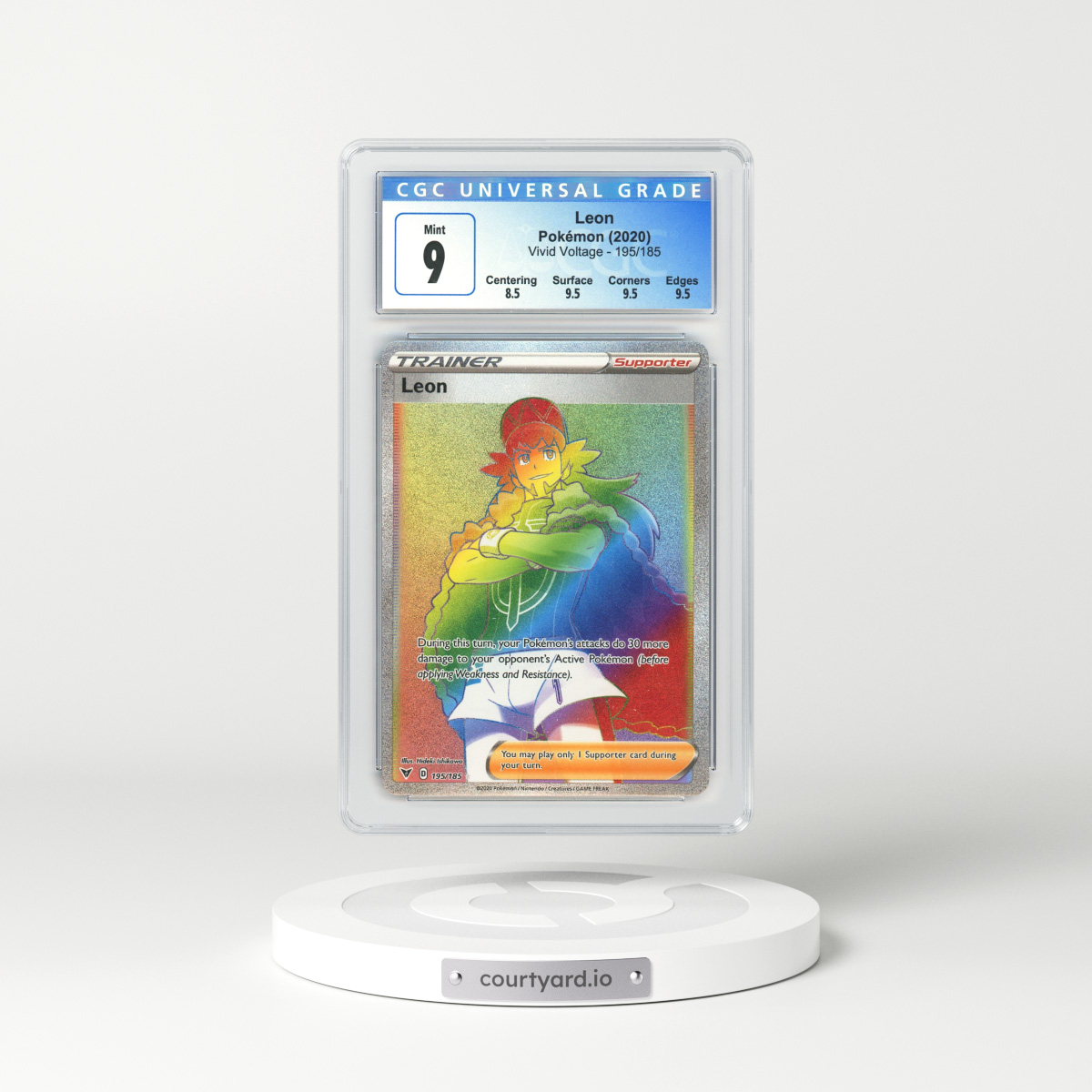 2020 Vivid Voltage #195 Leon - Full Art Holo (CGC 9 MINT)