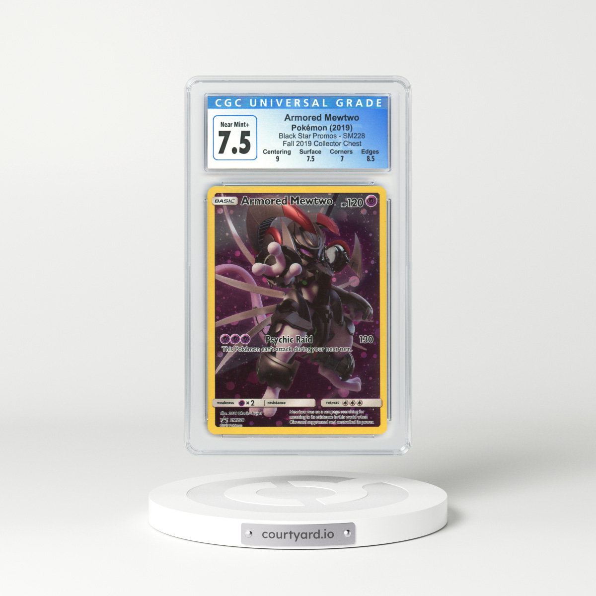 2019 Sun & Moon Promos #SM228 Armored Mewtwo - Full Art Holo (CGC 7.5 NM+)
