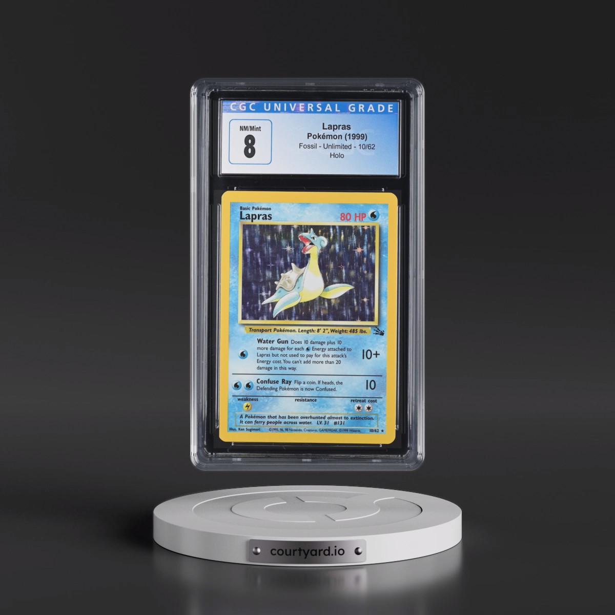 1999 Fossil #10/62 Lapras - Galaxy Star Holo (CGC 8 NM-MT)