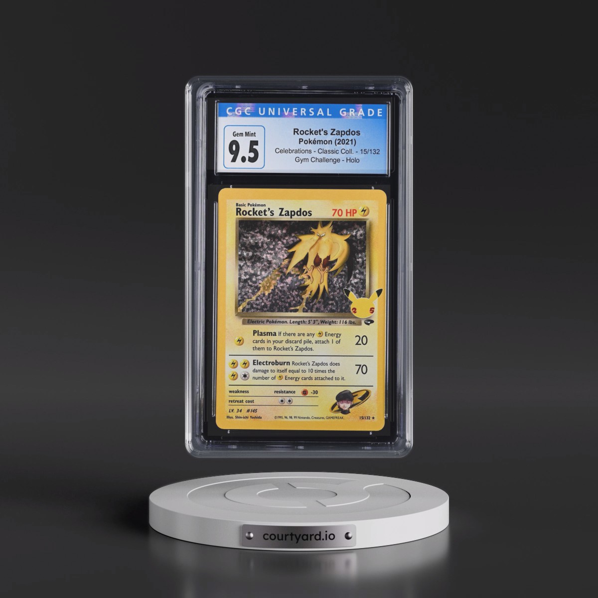 2021 Celebrations - Classic Collection #15/132 Rocket's Zapdos - Gym Challenge Holo (CGC 10 GEM MINT)