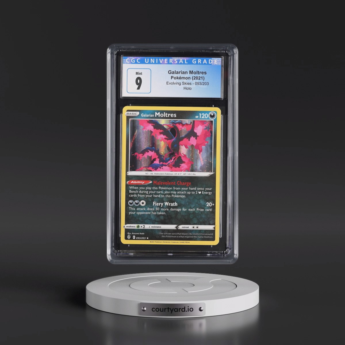 2021 Evolving Skies #093/203 Galarian Moltres - Holo (CGC 9 MINT)