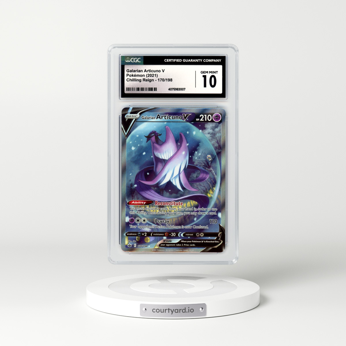 2021 Chilling Reign #170 Galarian Articuno V - Full Art Holo (CGC 10 GEM MINT)