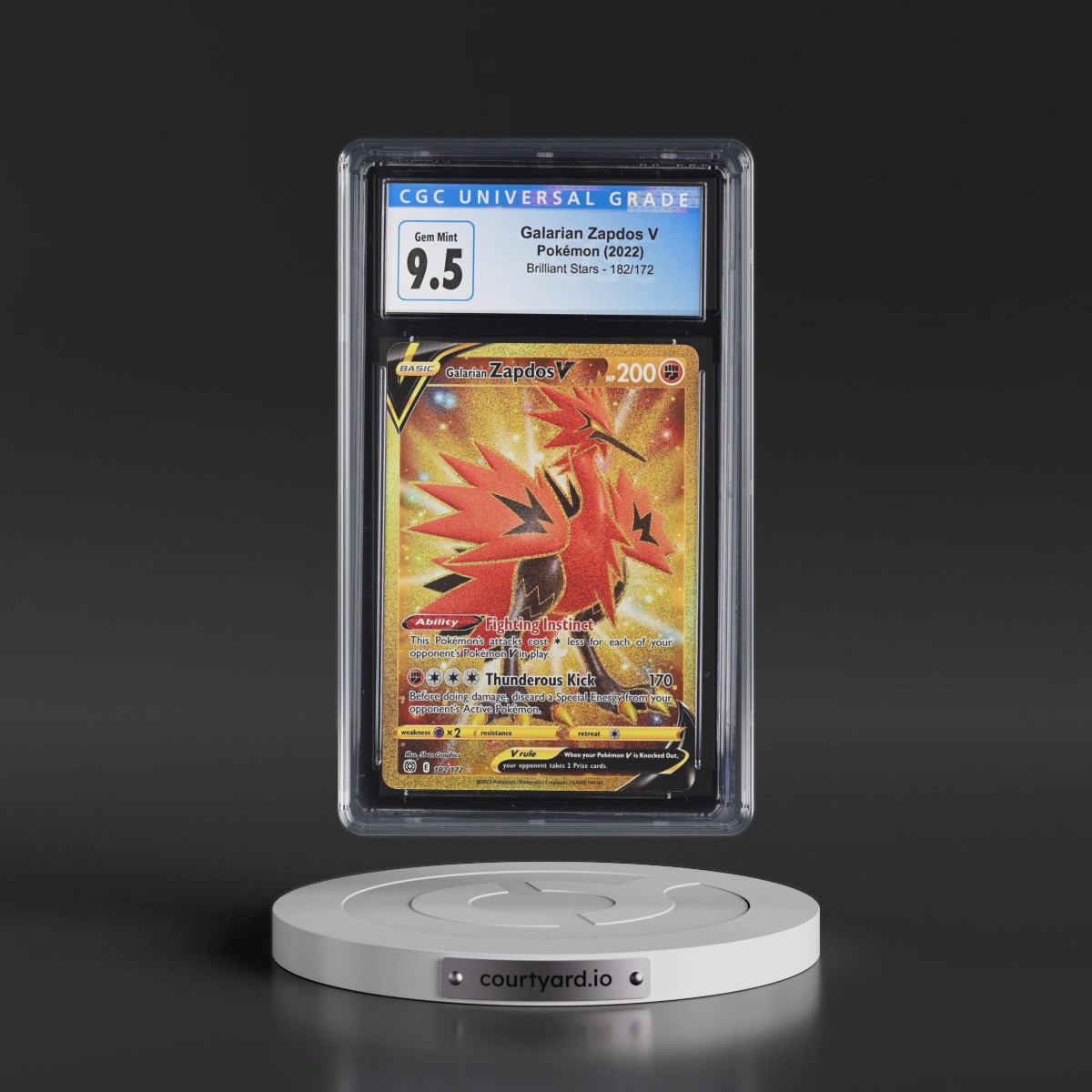 2022 Brilliant Stars #182/172 Galarian Zapdos V - Secret Rare Holo (CGC 10 GEM MINT)