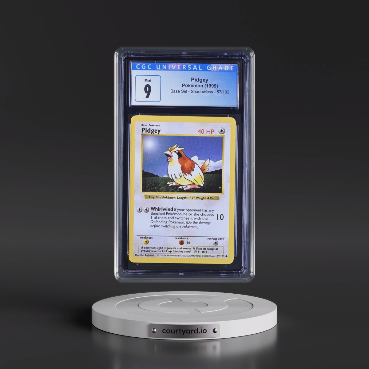 1999 Base Set #57/102 Pidgey - Shadowless Shadowless (CGC 9 MINT)