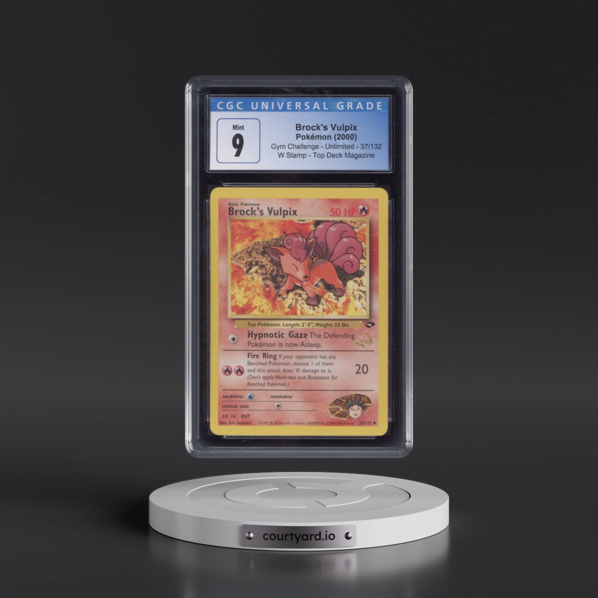 2000 Gym Challenge #37/132 Brock's Vulpix - W Stamp Top Deck Magazine (CGC 9 MINT)