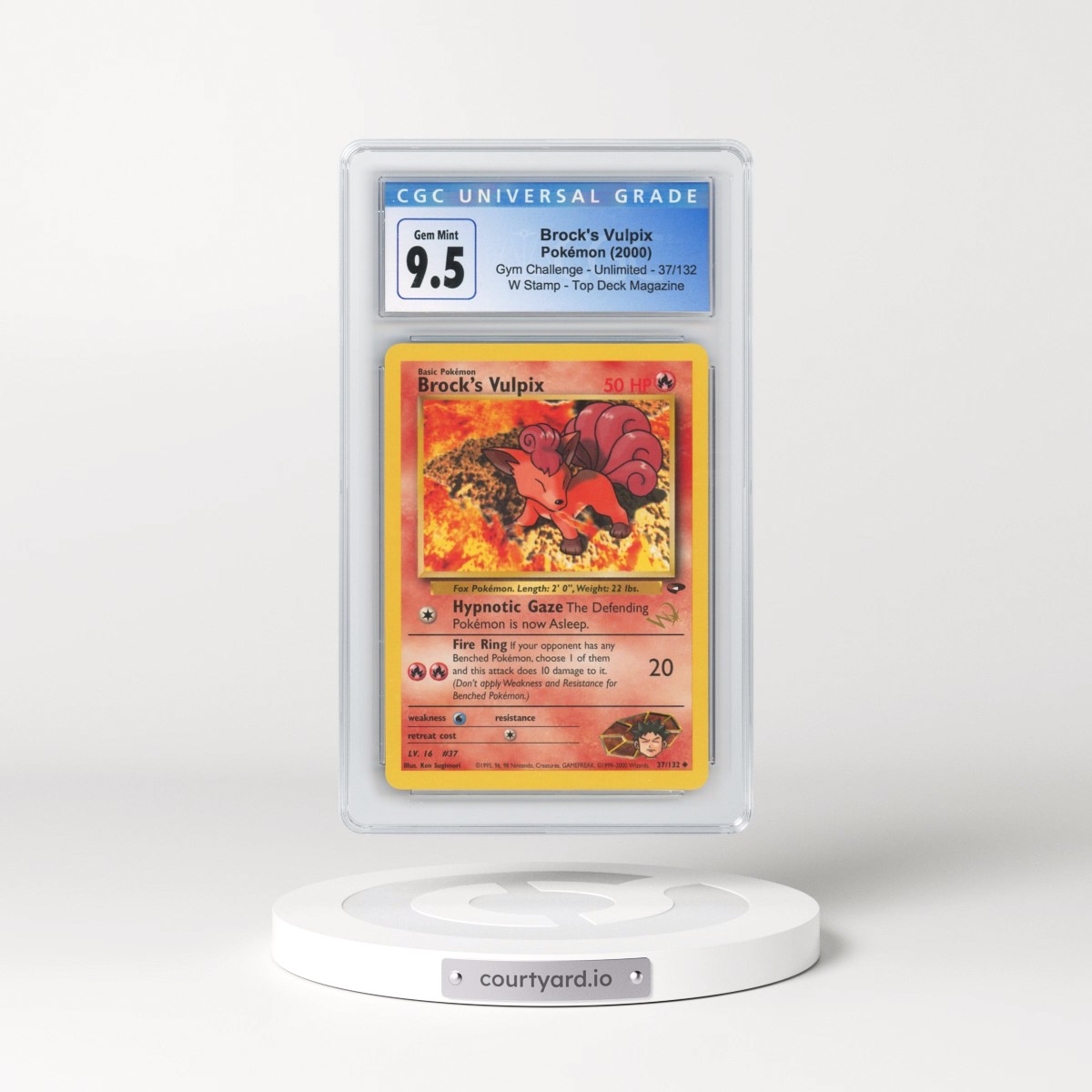 2000 Gym Challenge #37/132 Brock's Vulpix - W Stamp Top Deck Magazine (CGC 10 GEM MINT)