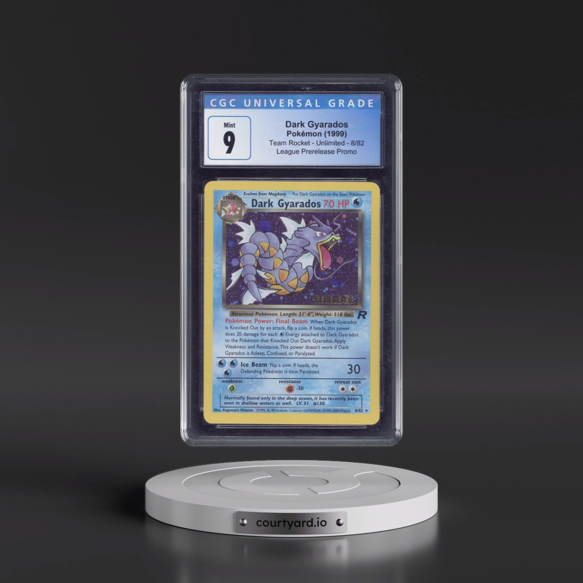 1999 Team Rocket Dark Gyarados - League Prerelease Promo (Holo) #8/82 CGC 9