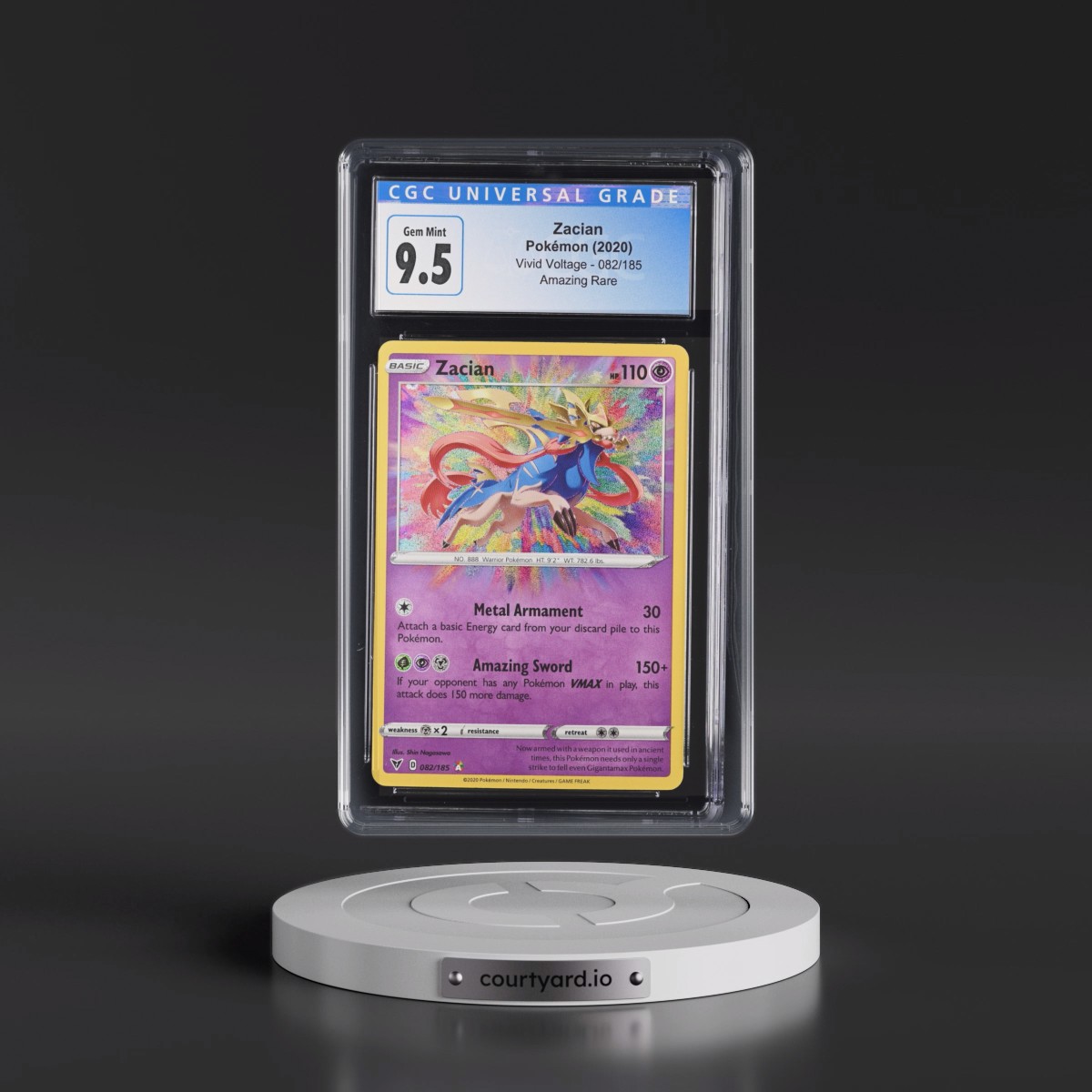 2020 Vivid Voltage #082/185 Zacian - Amazing Rare Holo (CGC 10 GEM MINT)