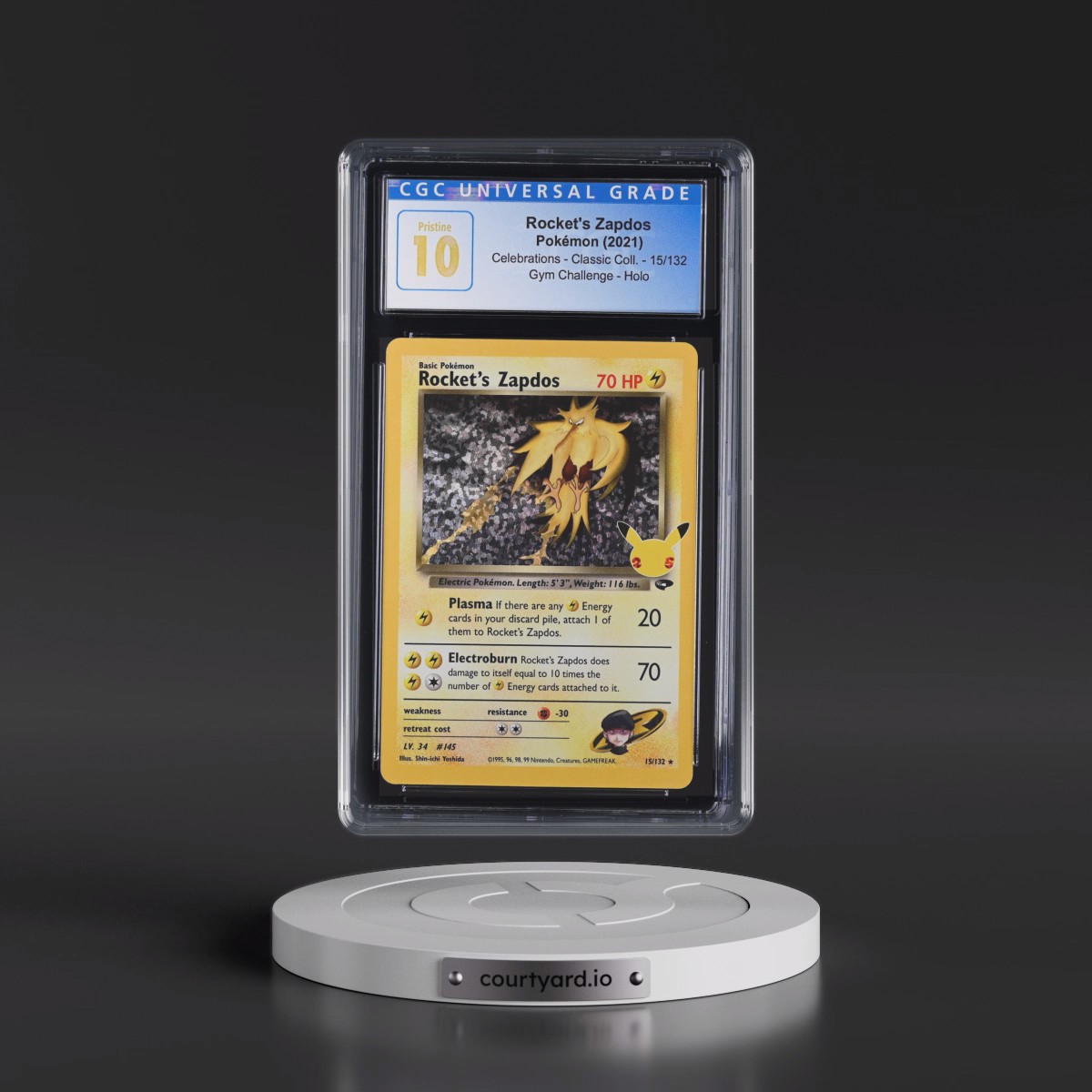 2021 Celebrations - Classic Collection #15/132 Rocket's Zapdos - Gym Challenge Holo (CGC 10 PRISTINE)