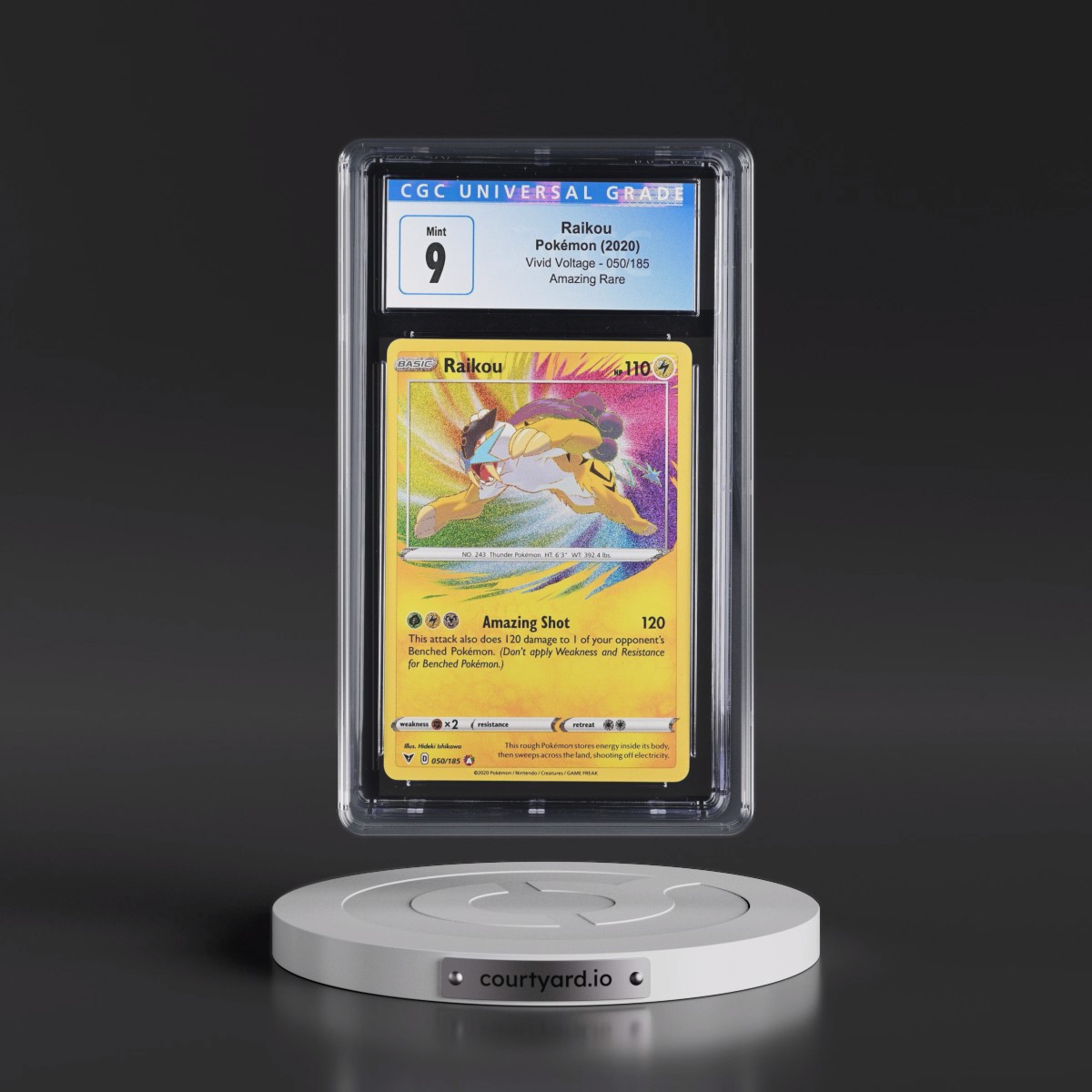 2020 Vivid Voltage #050/185 Raikou - Amazing Rare Holo (CGC 9 MINT)