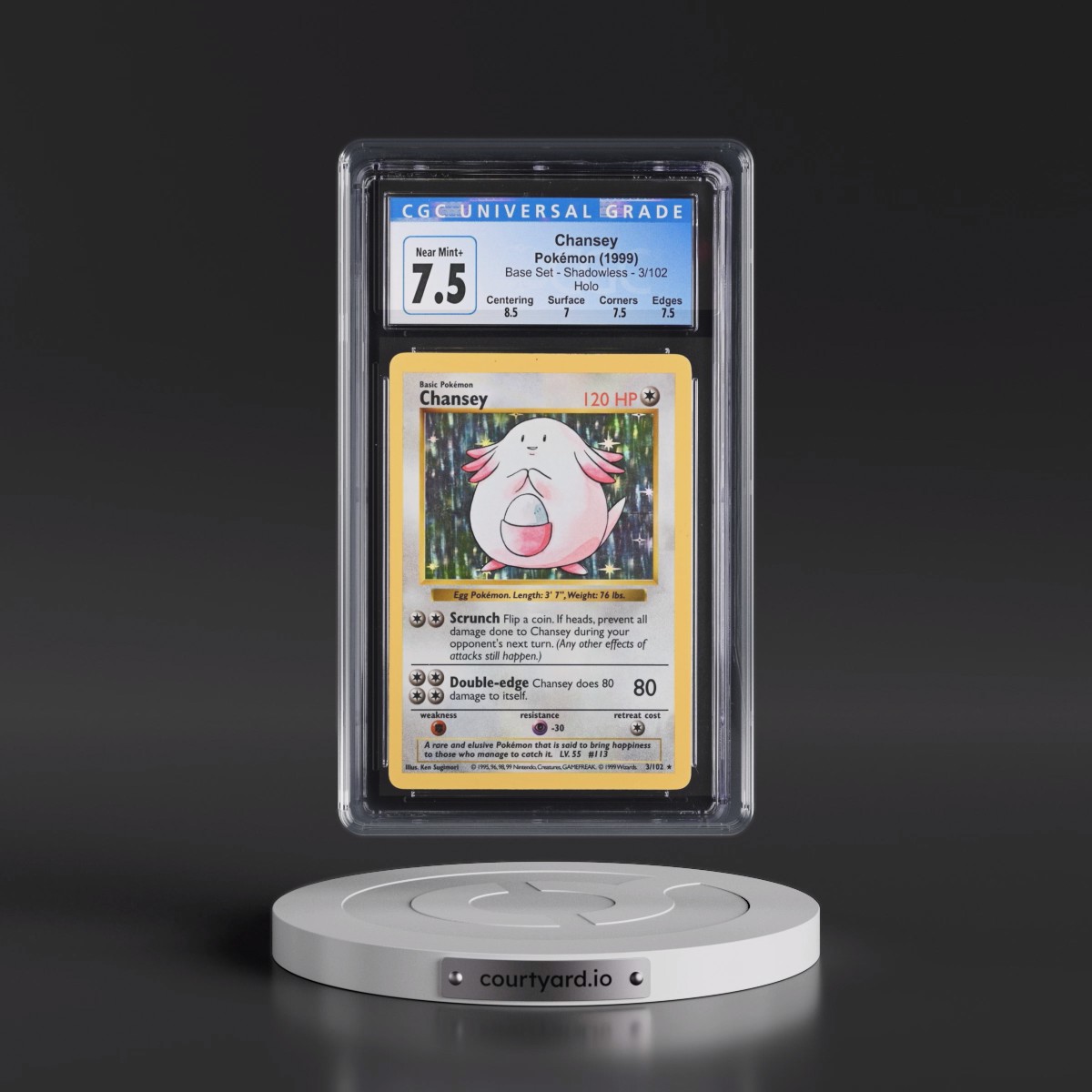 1999 Base Set #3/102 Chansey - Shadowless Shadowless Holo (CGC 7.5 NM+)