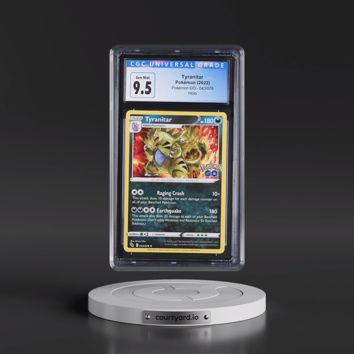 2022 Pokémon GO #043/078 Tyranitar - Holo (CGC 10 GEM MINT)