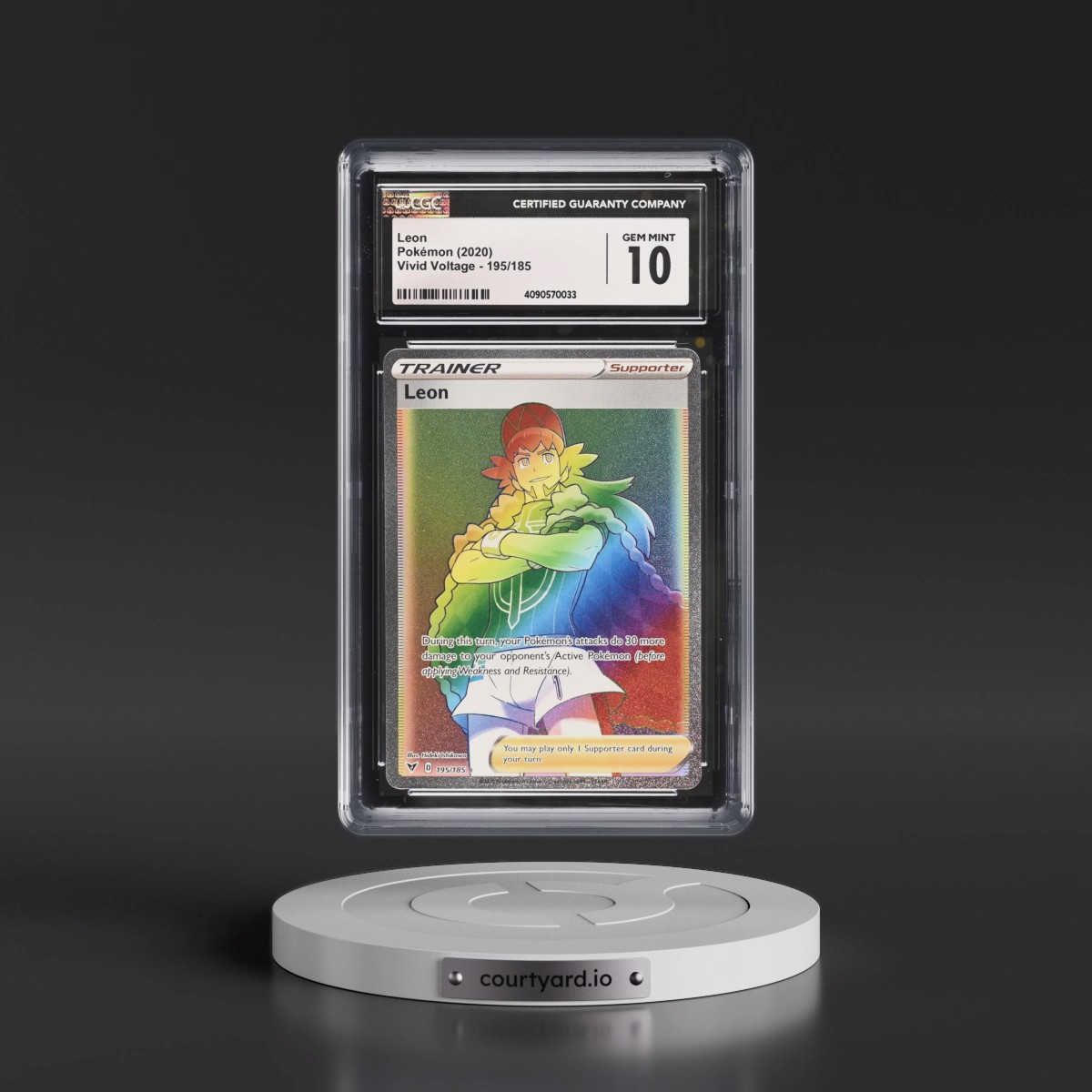 2020 Vivid Voltage #195/185 Leon - Rainbow Rare Holo (CGC 10 GEM MINT)