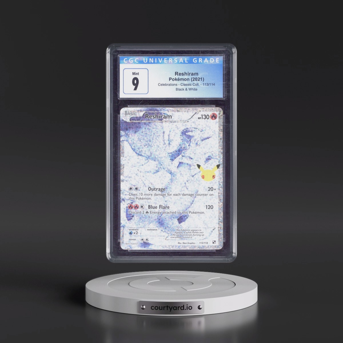 2021 Celebrations - Classic Collection #113/114 Reshiram - Black & White Holo (CGC 9 MINT)