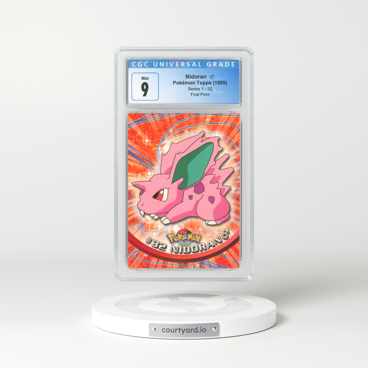 1999 Topps Series 1 #32 Nidoran (m) - First Print (Blue Topps Logo) (CGC 9 MINT)