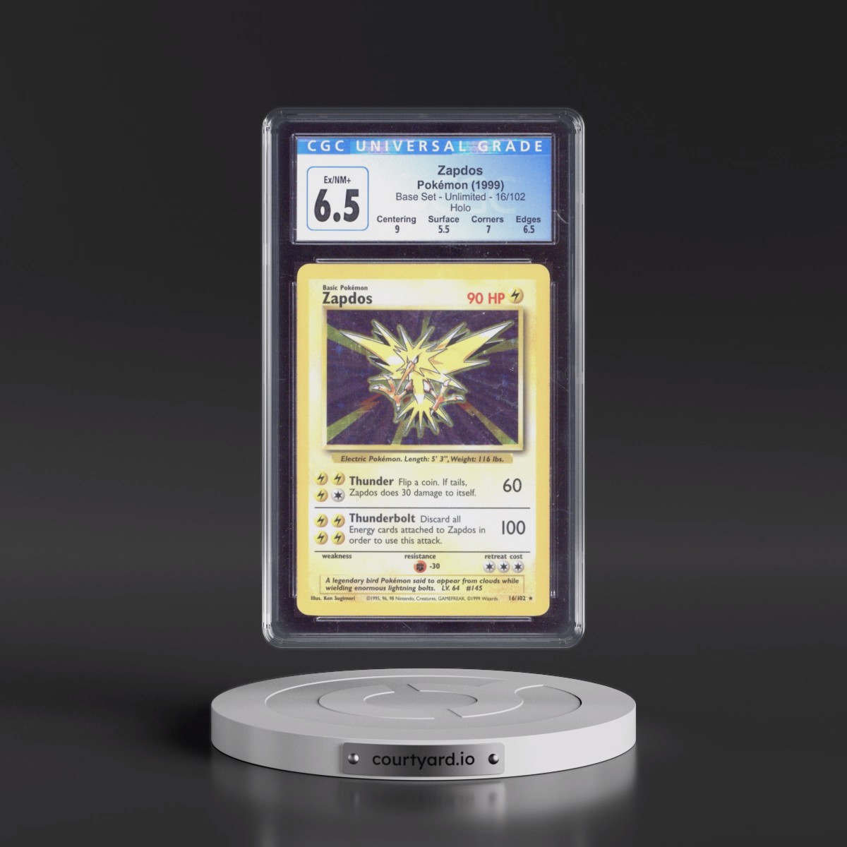 1999 Base Set #16/102 Zapdos - Holo (CGC 6.5 EX-NM+)