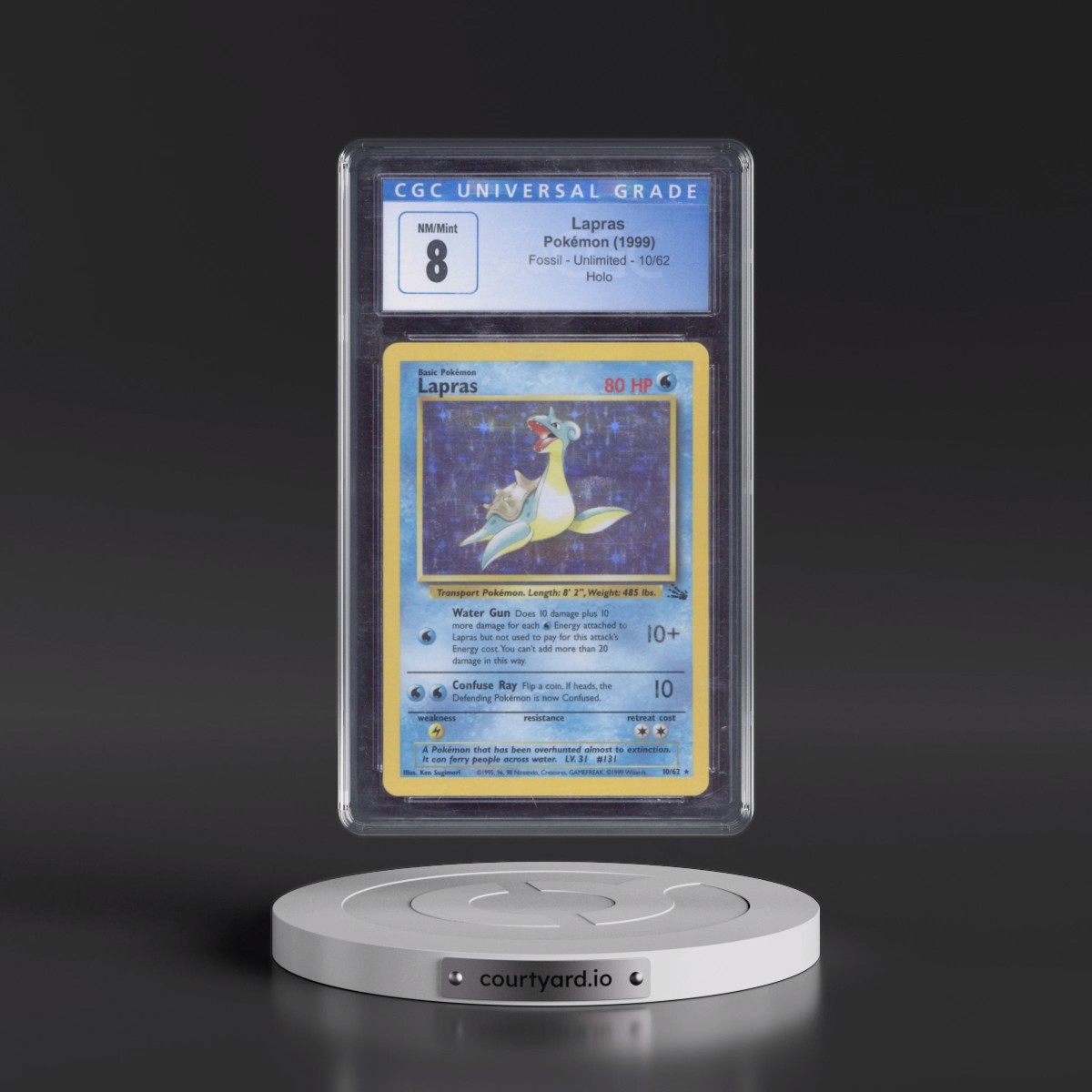 1999 Fossil #10/62 Lapras - Galaxy Star Holo (CGC 8 NM-MT)