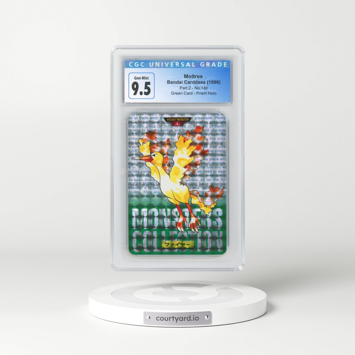 1996 (Monsters Collection) Part 2 #146 Moltres - Green Card Prism Holo (CGC 10 GEM MINT)