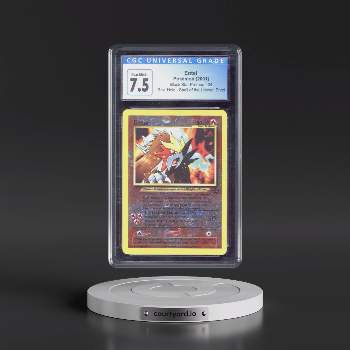 1999 Black Star Promos #34 Entei - Reverse Holo Spell of the Unown: Entei () (CGC 7.5 NM+)