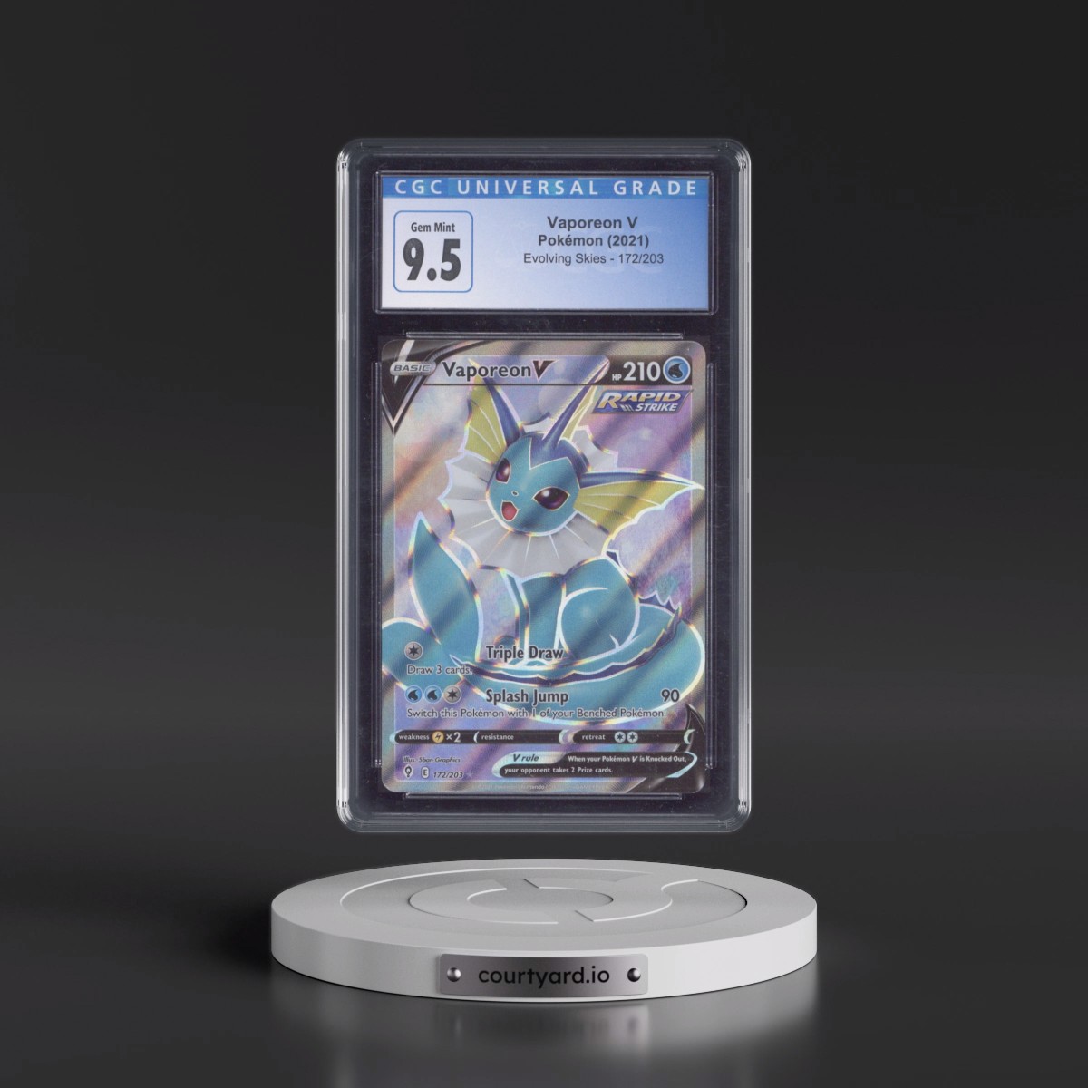 2021 Evolving Skies #172/203 Vaporeon V - Ultra Rare Holo (CGC 10 GEM MINT)