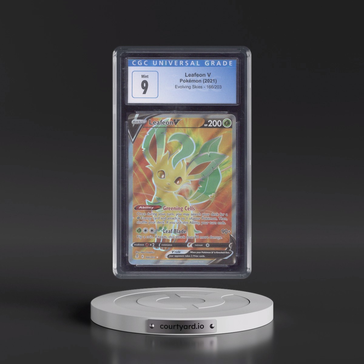 2021 Evolving Skies #166/203 Leafeon V - Ultra Rare Holo (CGC 9 MINT)