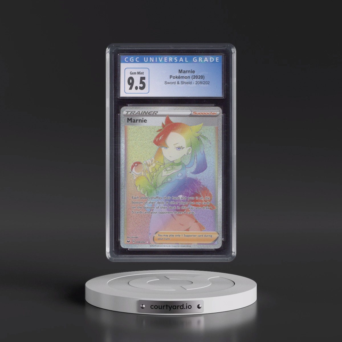 2020 Sword & Shield #208/202 Marnie - Rainbow Rare Holo (CGC 10 GEM MINT)
