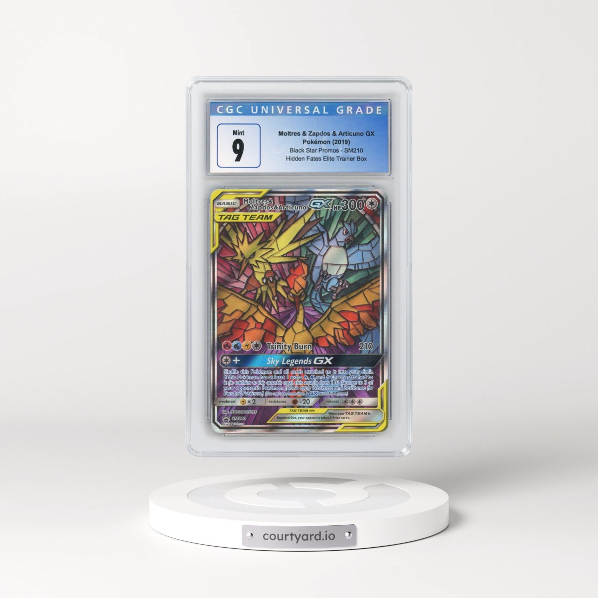2016 Black Star Promos - Sun & Moon #SM210 Moltres &amp; Zapdos &amp; Articuno GX - Hidden Fates Elite Trainer Box (Holo) (CGC 9 MINT)