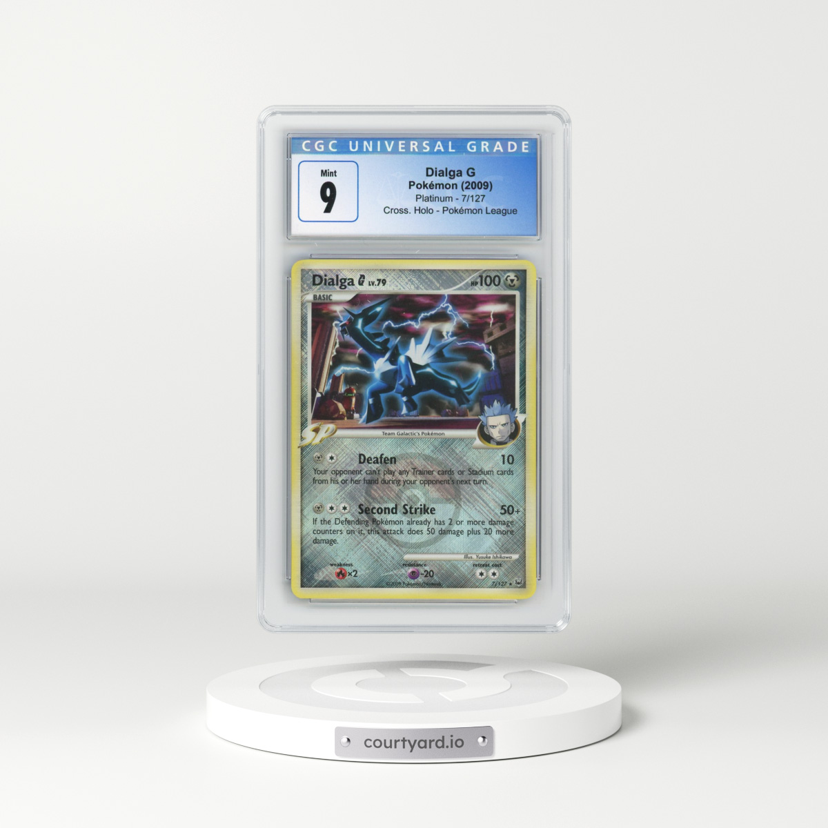 2009 Platinum #7/127 Dialga G - Crosshatch Holo (Cross. Holo) Pokémon League (CGC 9 MINT)