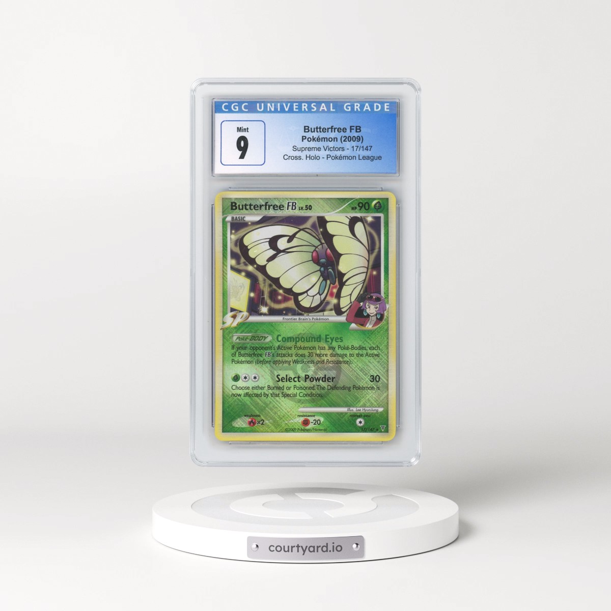 2009 Pokémon Platinum Supreme Victors #17 Butterfree FB - Holo Crosshatch-2010 Pokemon League (CGC 9 MINT)