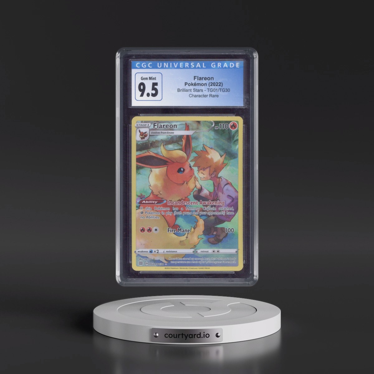 2022 Brilliant Stars #TG01/TG30 Flareon - Trainer Gallery Holo (CGC 10 GEM MINT)
