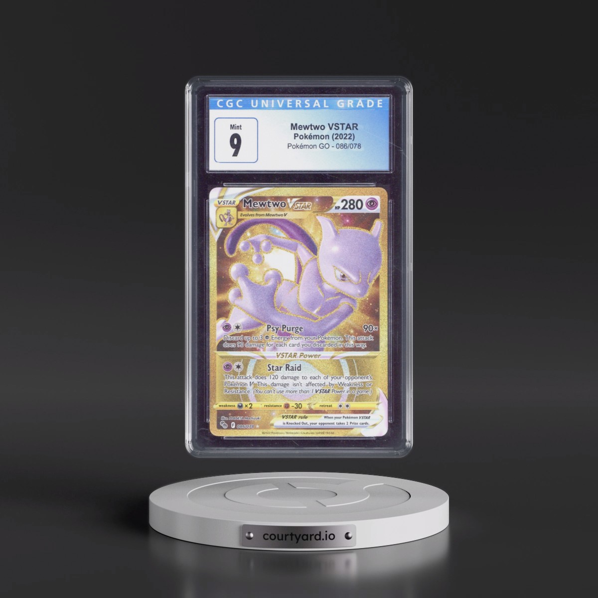 2022 Pokémon GO #086/078 Mewtwo VSTAR - Secret Rare Holo (CGC 9 MINT)