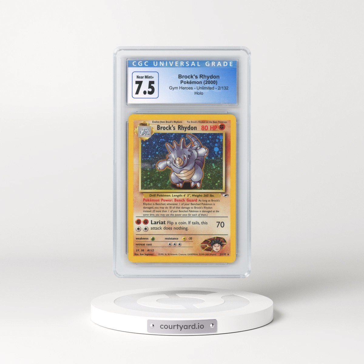 2000 Gym Heroes #2/132 Brock's Rhydon - Holo (CGC 7.5 NM+)