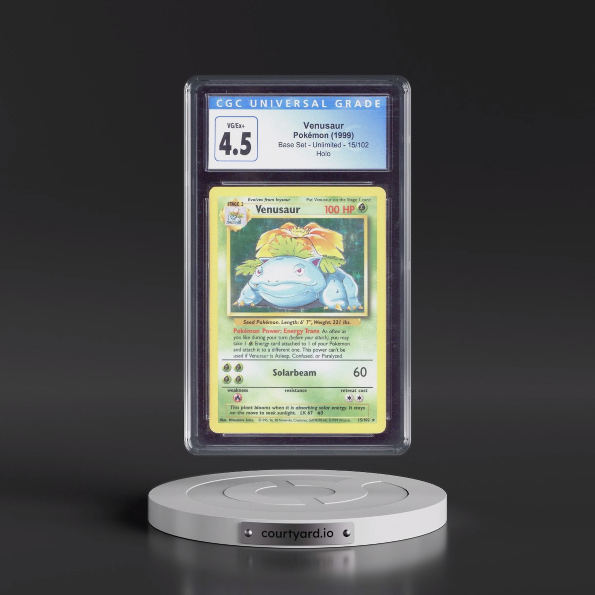 1999 Base Set #15/102 Venusaur - Holo (CGC 4.5 VG-EX+)