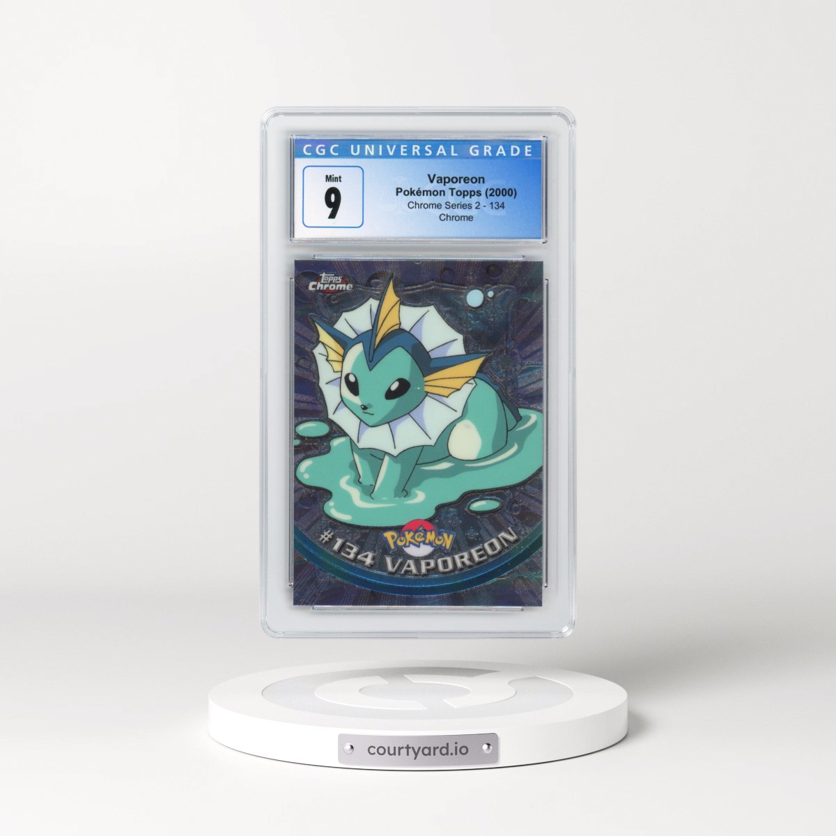 2000 Chrome Series 2 #134 Vaporeon - Chrome (Topps Chrome Stamp on Front of Card) (CGC 9 MINT)