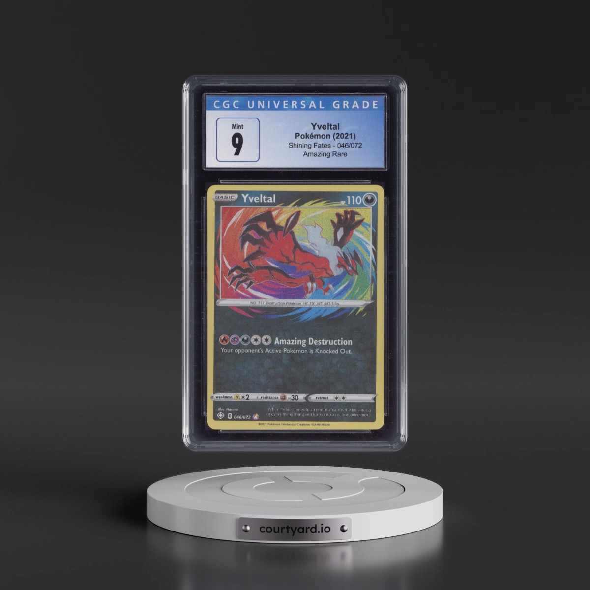 2021 Shining Fates #046/072 Yveltal - Amazing Rare Holo (CGC 9 MINT)